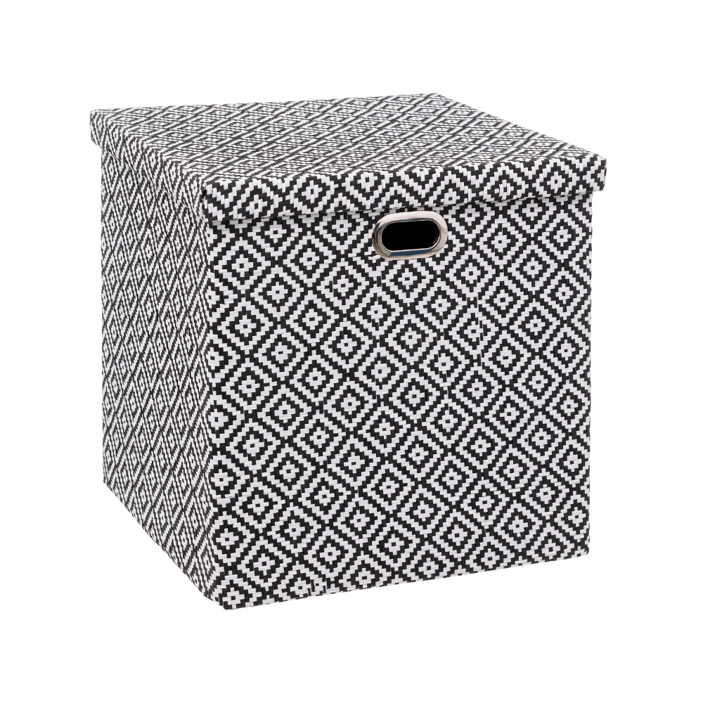5FIVE Black and White Geometric Storage Box with Lid | 31 x 31cm