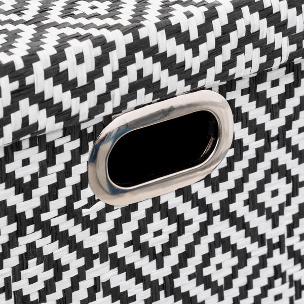 5FIVE Black and White Geometric Storage Box with Lid | 31 x 31cm