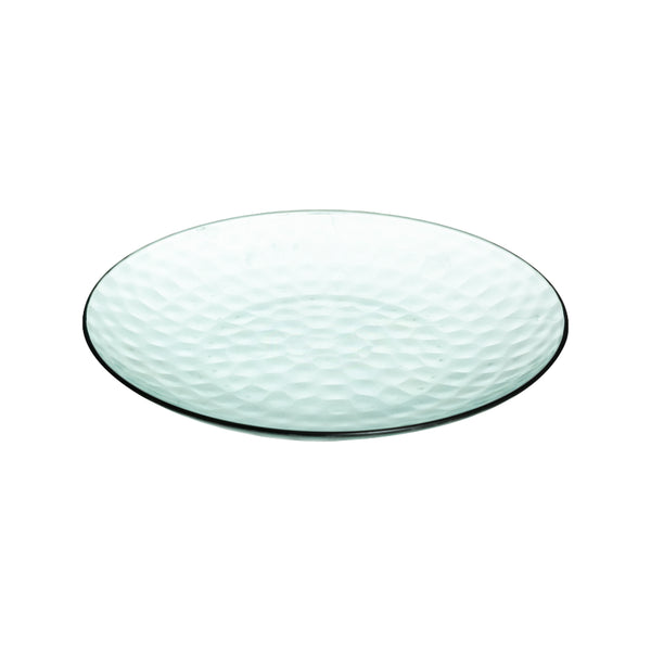 5FIVE Clear Green Faceted Glass Serving Plate | 24cm, Raised Rim