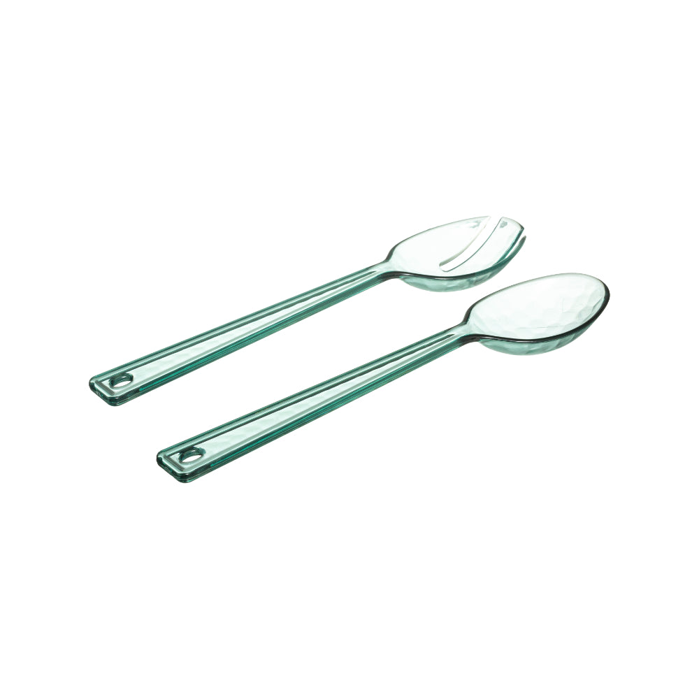 5FIVE Clear Green Salad Serving Cutlery Set | Pack of 2 Pieces