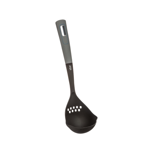 5FIVE Nyon Grey Nylon Ladle | 34cm, Perforated Draining Holes