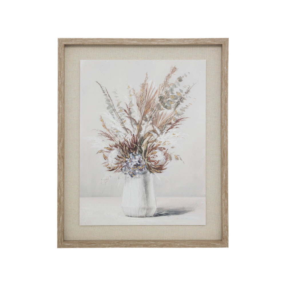 Atmosphera Tiana Beige Botanical Framed Canvas Wall Art | 40 x 50cm
