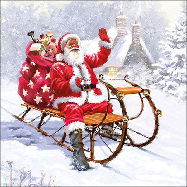 Ambiente Santa on Sleigh Christmas Paper Napkins | Pack of 20