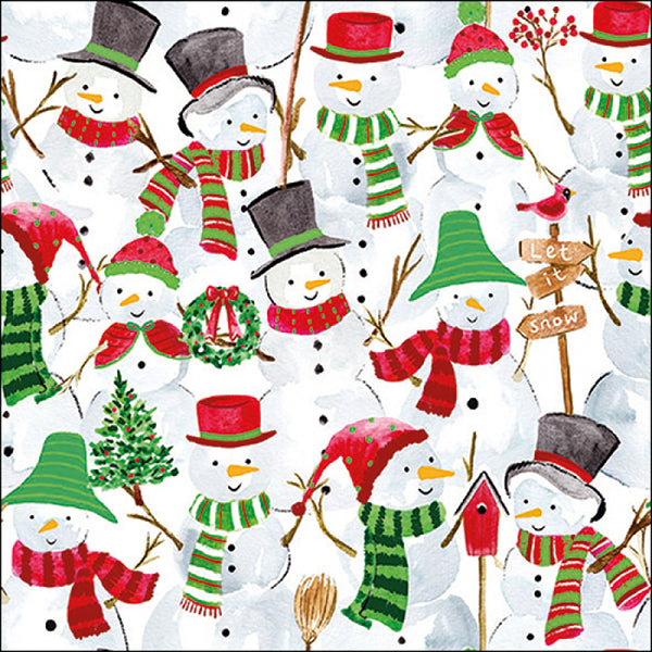 Ambiente Snowman Party Napkins - 20 Pack - Watercolour Design