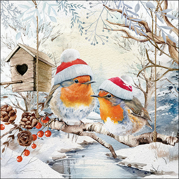 Ambiente Robins in Winterland Paper Napkins | Watercolour, Pack of 20