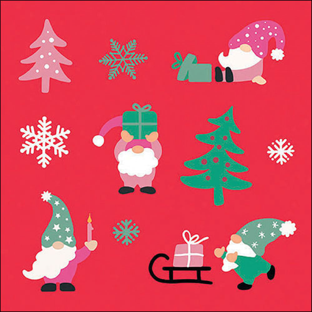 Ambiente Festive Fun Gnome Napkins - 20 Pack - Christmas Theme