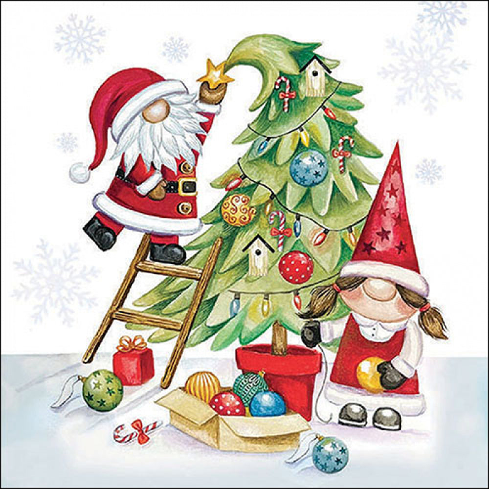 Ambiente Gonks Decorating Tree Napkins - 20 Pack - Christmas