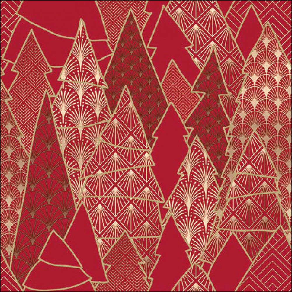 Ambiente Luxury Trees Red and Gold Christmas Napkins | Pack of 20