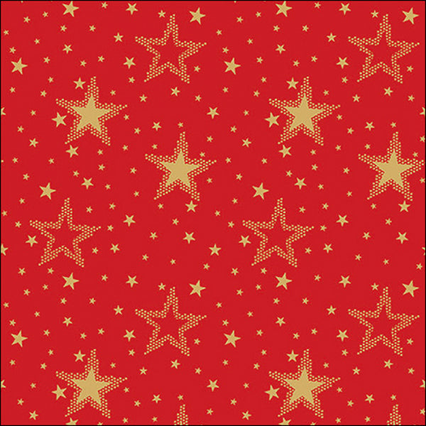 Ambiente Night Sky Napkins - 20 Pack - Red and Gold Stars