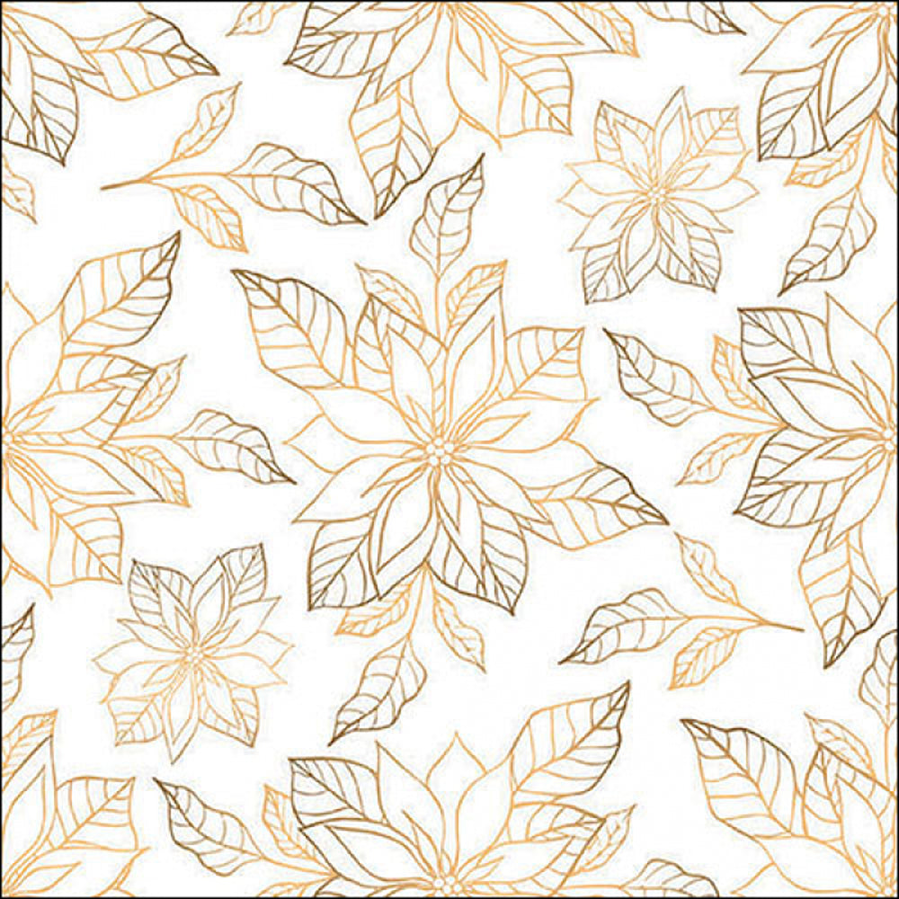 Ambiente Poinsettia Gold Metallic Paper Napkins | Pack of 20