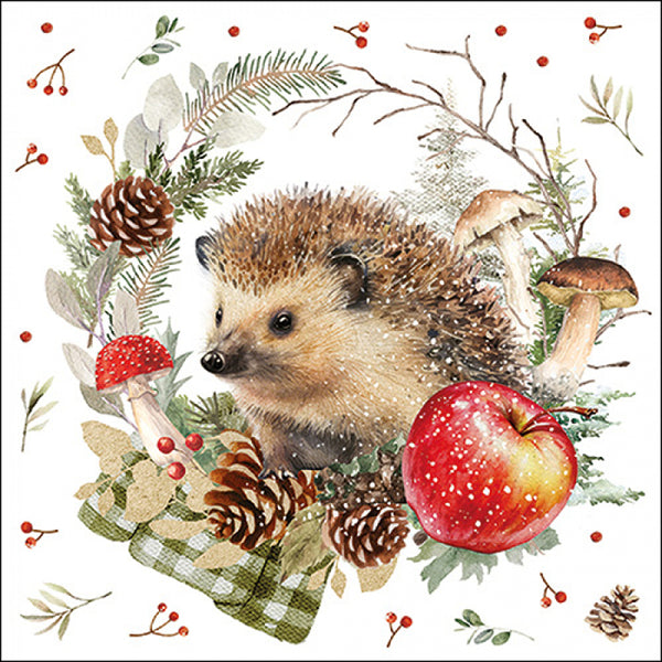 Ambiente Spikey Napkins - 20 Pack - Hedgehog Woodland Design