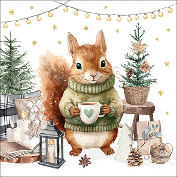Ambiente Wooly Winter Woodland Squirrel Paper Napkins | Pack of 20
