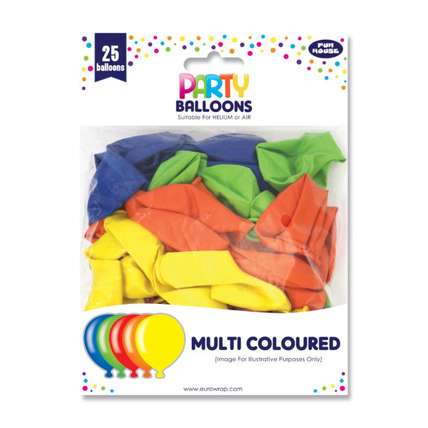 Multi-Coloured Party Balloons | Pack of 25, Assorted Colours