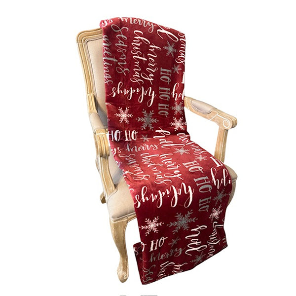 Christmas Ho Ho Ho Throw Blanket | 200 x 230cm, Red, Snowflake Motif