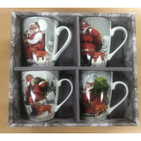 Christmas Festive 4 Piece Mug Set | Santa and Reindeer Designs, Gift-Ready