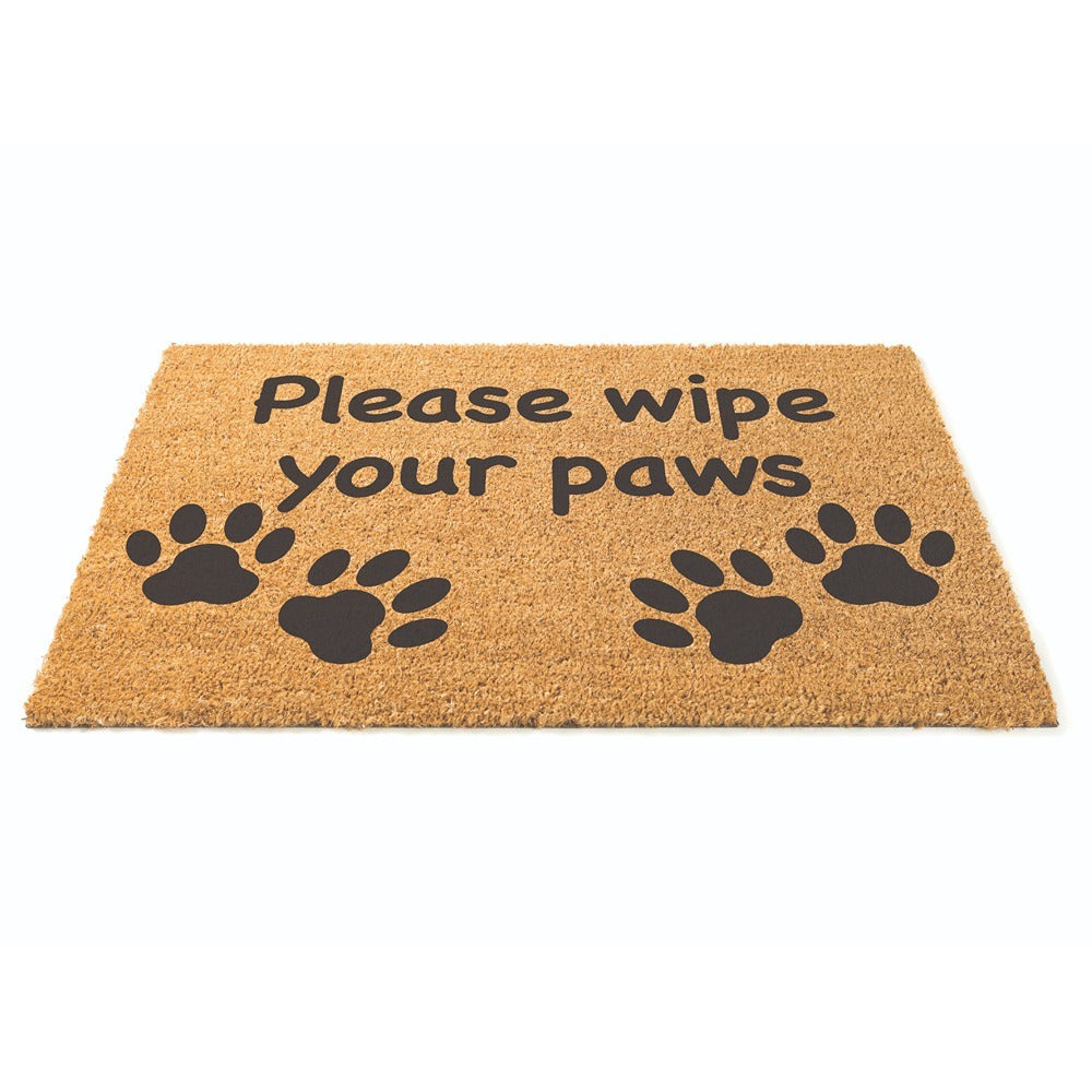 Paws Coir Entrance Door Mat | Paw Print Design, Rectangular, 40 x 60cm