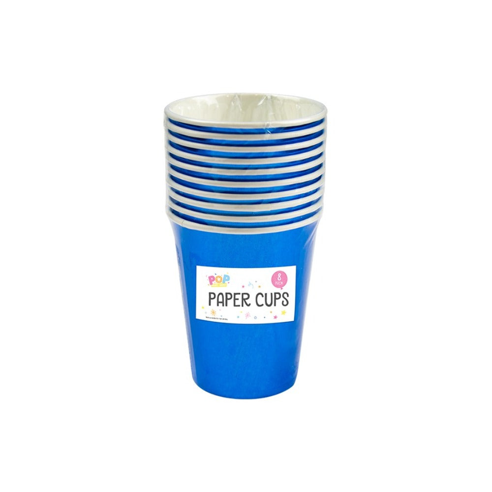 Metallic Disposable Paper Cups | Assorted Colours, Pack of 8
