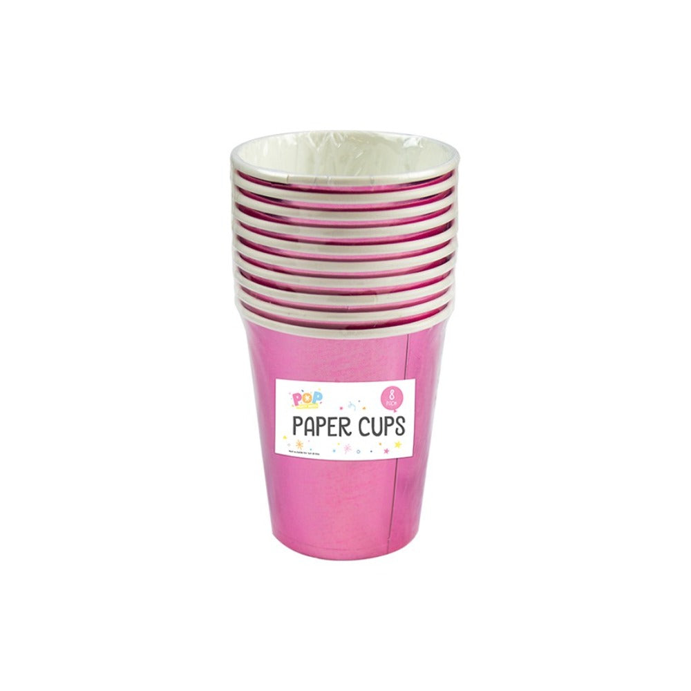 Metallic Disposable Paper Cups | Assorted Colours, Pack of 8