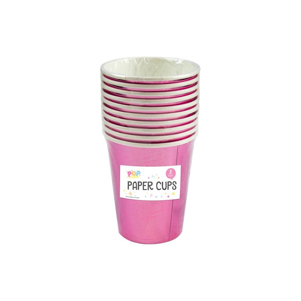 Metallic Disposable Paper Cups | Assorted Colours, Pack of 8