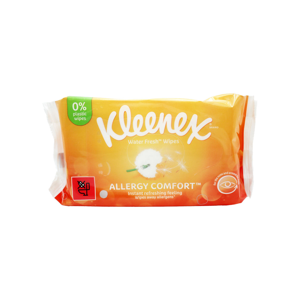 Kleenex Water Fresh Allergy Comfort Facial Wipes | Pack of 40, 0% Plastic