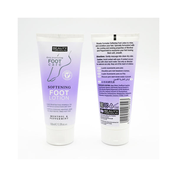 Beauty Formulas Softening Foot Lotion Peppermint and Menthol | Vegan, 100 ml