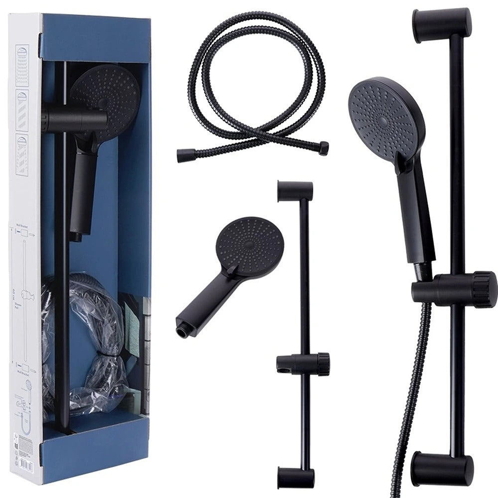 Matt Black Handheld Shower Set | Adjustable Rail, Flexible Hose