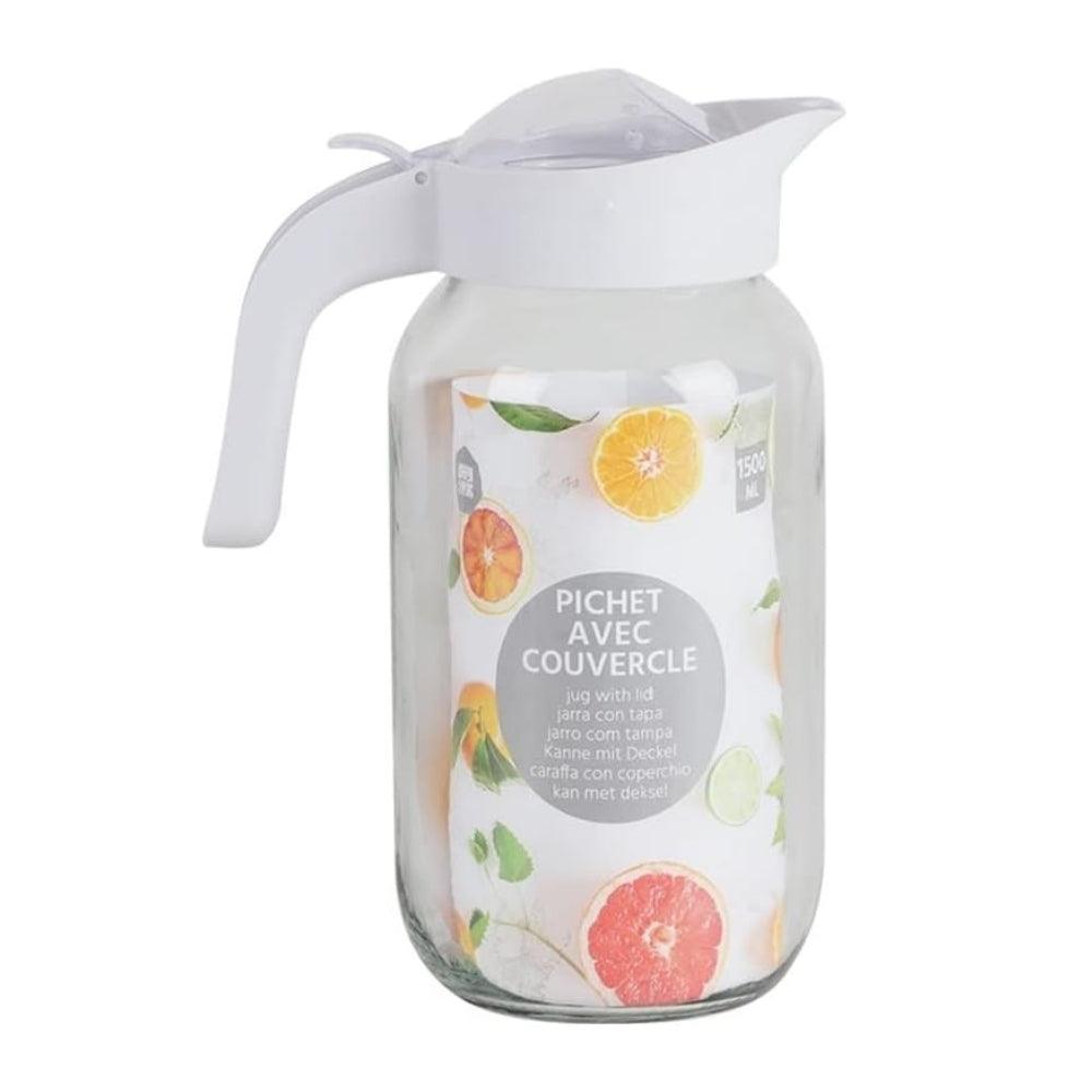 Urban Living High-Quality Glass Jug with Lid | 1.5L