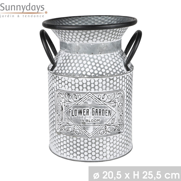 Sunnydays Rustic Metal Milk Urn | Polka Dot Pattern, Dual Handles | 20.5cm Diameter, 25.5cm Height