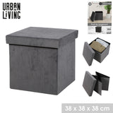 Urban Living Foldable Ottoman Storage Box - Textured Velvet - 38cm