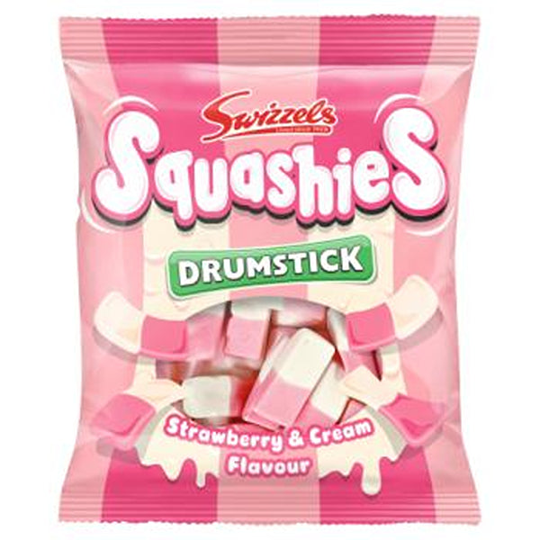 Swizzels Squashies Drumsticks Sweets | Strawberry & Cream Flavour | 120g
