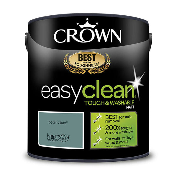 Crown Paint Easyclean Botany Bay Matt Emulsion Paint | 2.5L, Tough, Washable