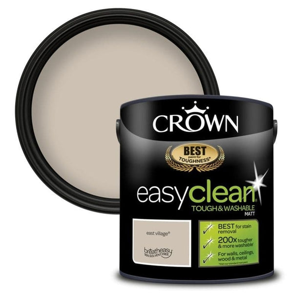 Crown Paint Easyclean Matt East Village Emulsion Paint | 2.5L, Tough & Washable