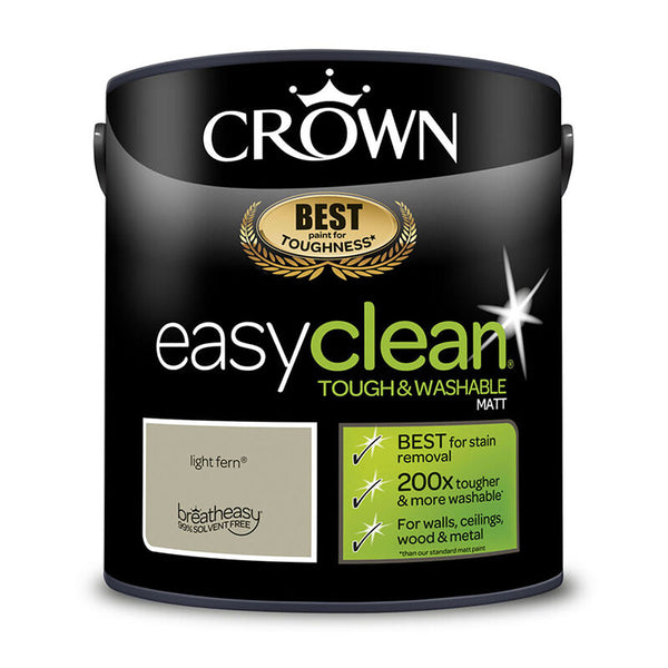 Crown Paint Easyclean Matt Light Fern Emulsion Paint | 2.5L, Washable