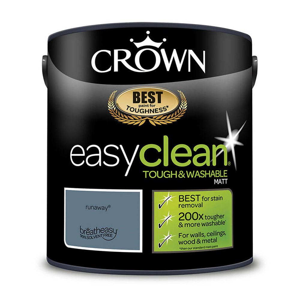 Crown Paint Easyclean Runaway Matt Emulsion Paint | 2.5L, Tough Washable