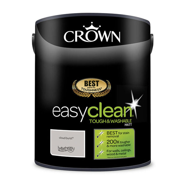 Crown Paint Easyclean Cloud Burst Matt Emulsion Paint | 5L, Washable