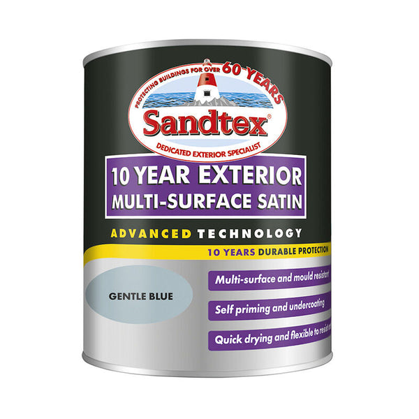 Sandtex 10 Year Exterior Multi-Surface Satin Paint Gentle Blue | 750ml
