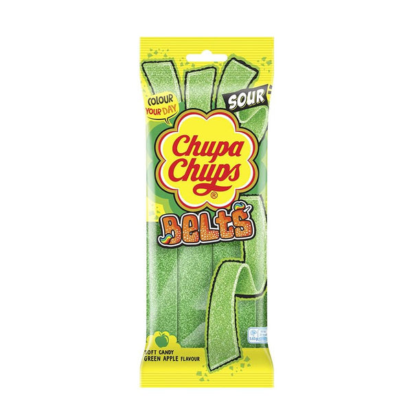 Chupa Chups Apple Belts Sour Sweets | Tangy Apple Flavour, 90g