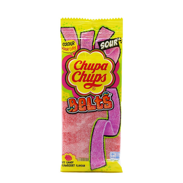 Chupa Chups Strawberry Sour Belts Candy | 90g