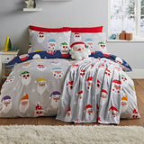 Christmas Santa Reversible Single Duvet Cover Set | Grey Base, Assorted Colours