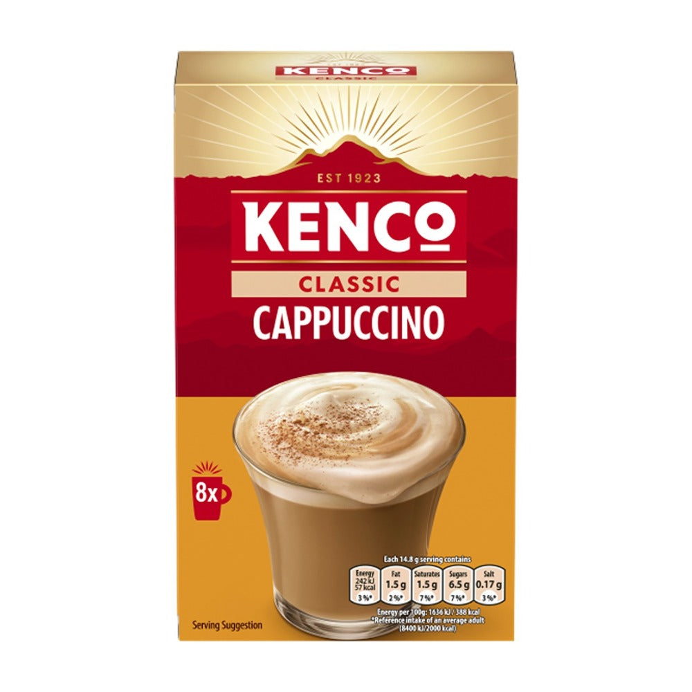 Kenco Classic Instant Cappuccino Coffee Sachets - Pack of 8, 118.4g