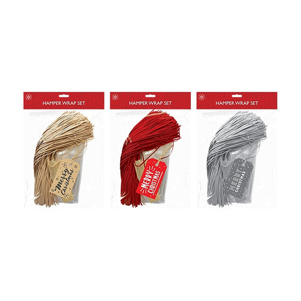 Christmas Hamper Gift Wrap Set | Assorted Colours, Festive Tags