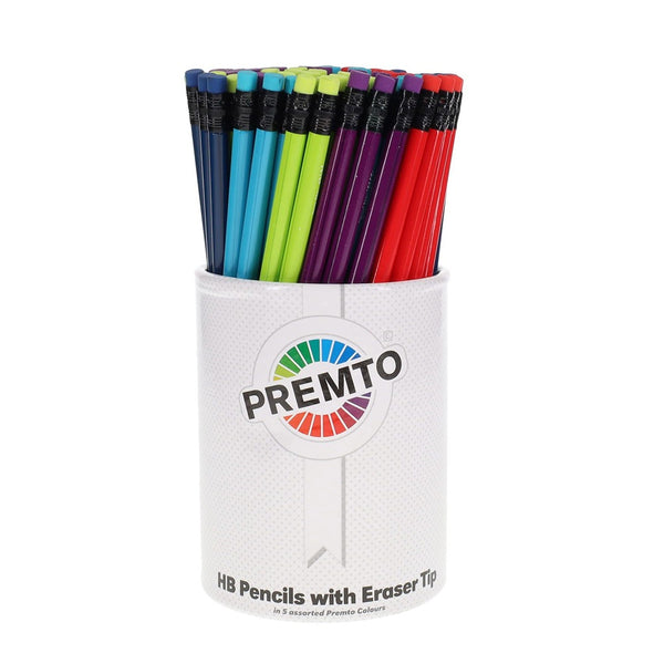 Premto Vibrant HB Graphite Pencils with Eraser Tip and Stylish Holder
