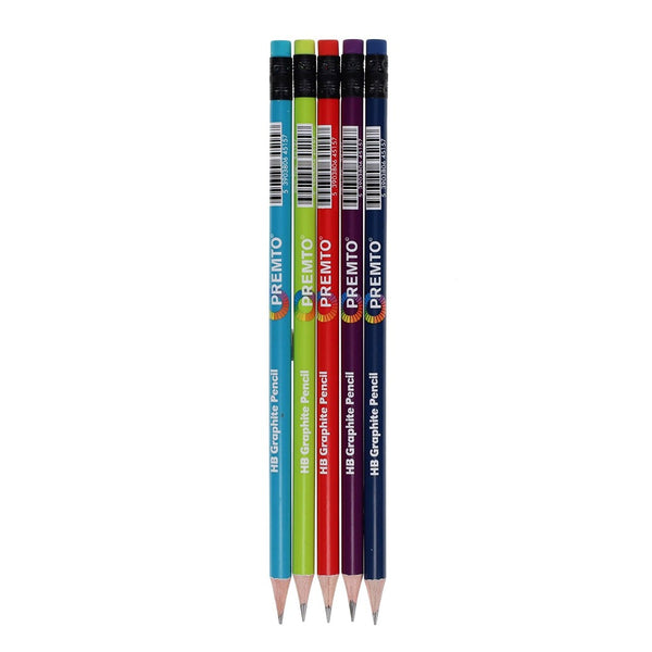 Premto Vibrant HB Graphite Pencils with Eraser Tip and Stylish Holder