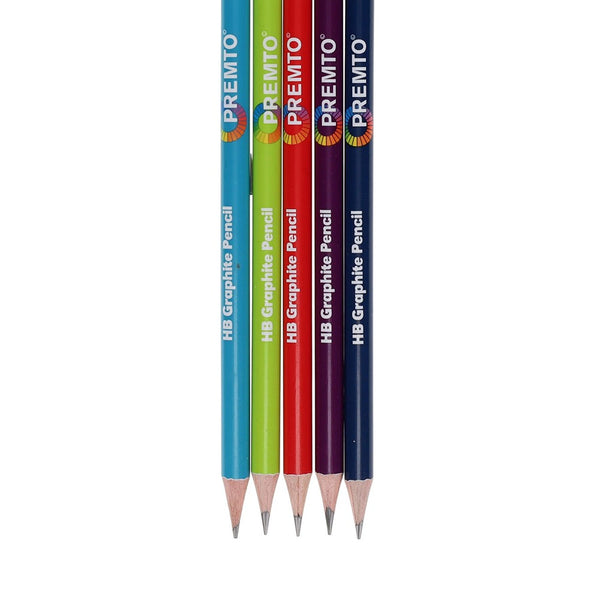 Premto Vibrant HB Graphite Pencils with Eraser Tip and Stylish Holder