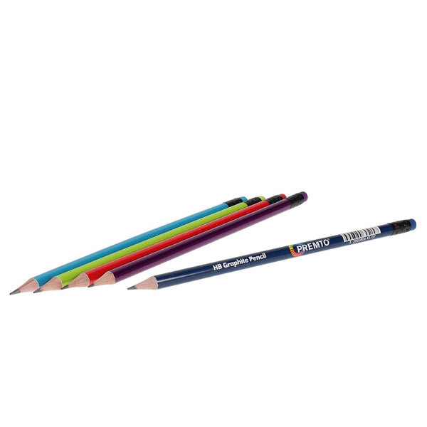 Premto Vibrant HB Graphite Pencils with Eraser Tip and Stylish Holder