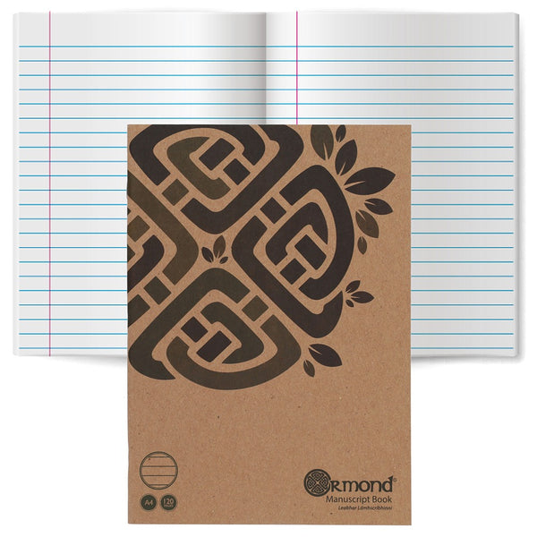 Ormond A4 120-Page Eco-Friendly Kraft Manuscript Book with Geometric Design
