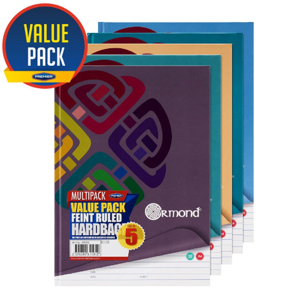 Ormond Multipack A4 Hardback Notebooks with Feint Ruled Pages