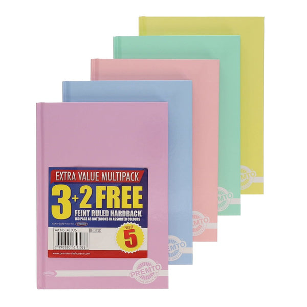 Premto A5 Hardback Notebook Multipack in Pastel Colors