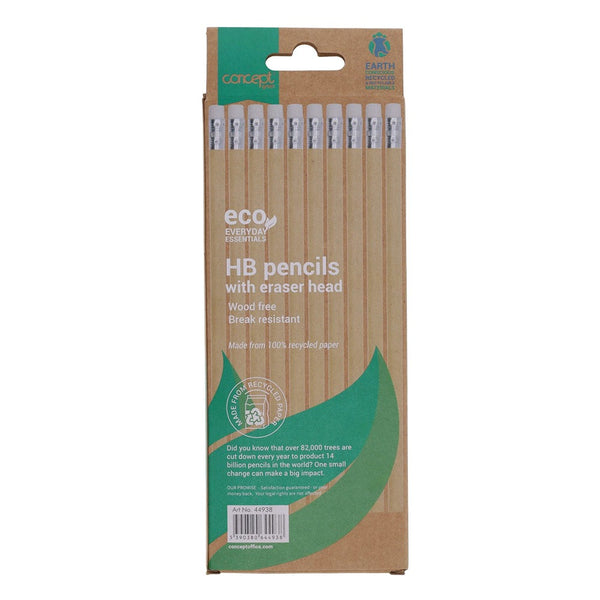 Concept Eco-Friendly HB Pencils with Eraser | Pack of 10