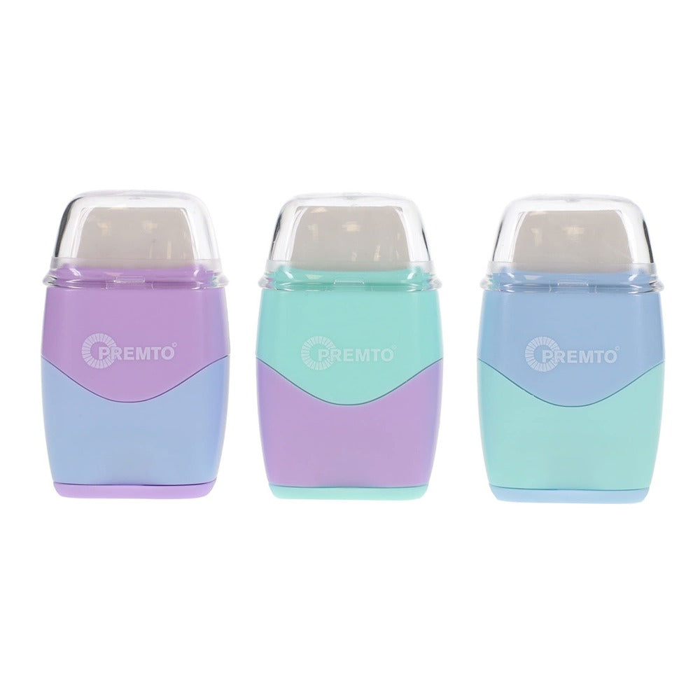 Premto Pastel Twin Hole Sharpener with Built-in Eraser